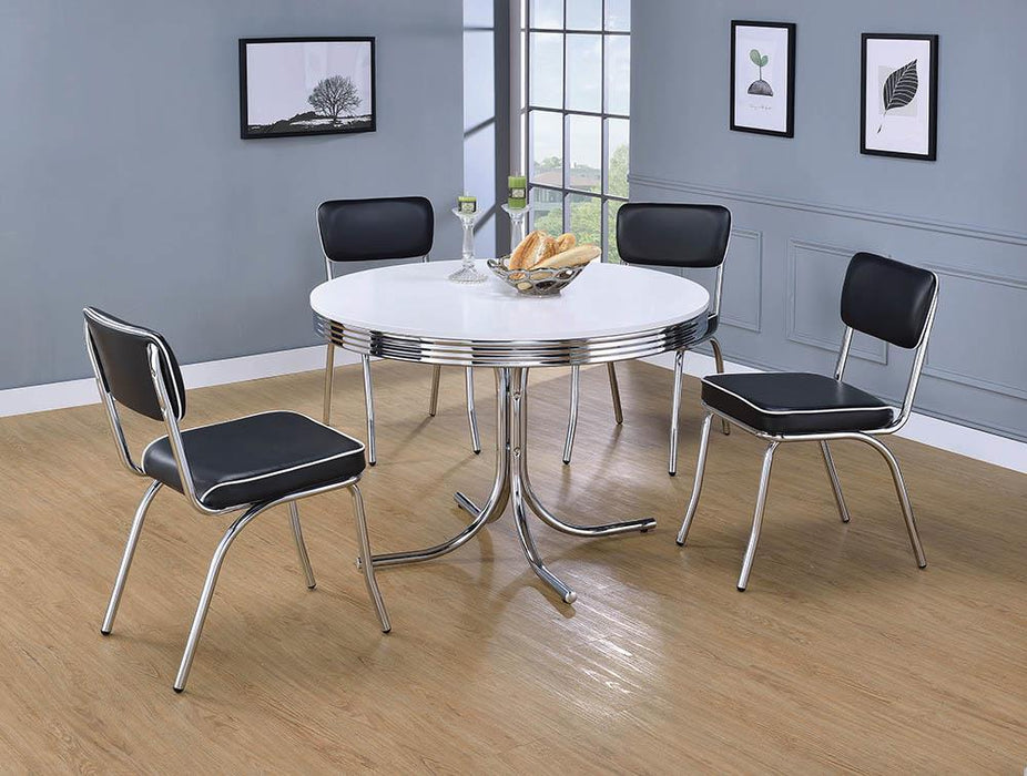 Retro Open Back Side Chairs Black and Chrome (Set of 2) - Orbit Furniture (Richmond,BC)