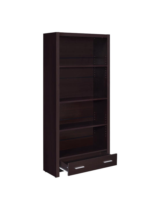 Skylar 5-shelf Bookcase with Storage Drawer Cappuccino - Orbit Furniture (Richmond,BC)