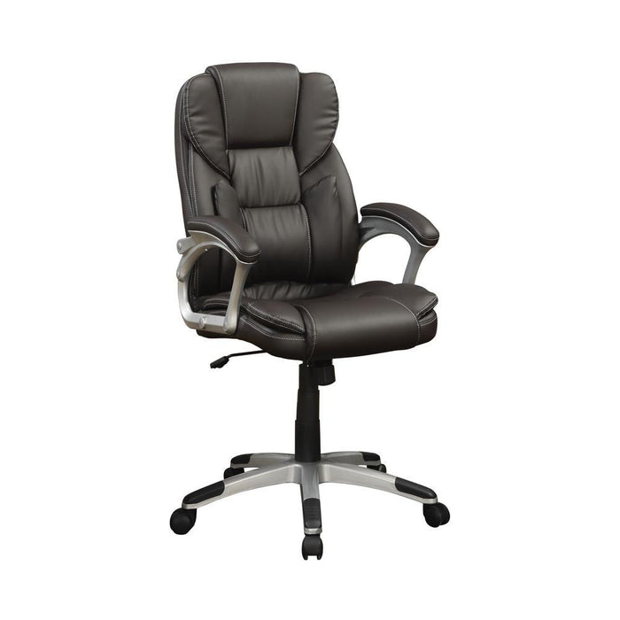Kaffir Adjustable Height Office Chair Dark Brown and Silver - Orbit Furniture (Richmond,BC)
