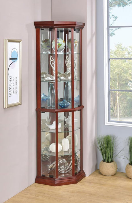 Appledale 6-shelf Corner Curio Cabinet Medium Brown - Orbit Furniture (Richmond,BC)