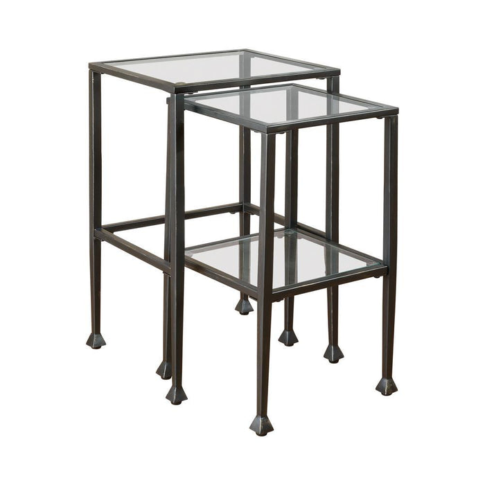 Leilani 2-piece Glass Top Nesting Tables Black - Orbit Furniture (Richmond,BC)