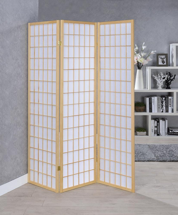 Carrie 3-panel Folding Screen Natural and White - Orbit Furniture (Richmond,BC)