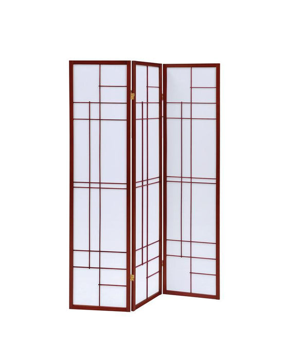 Katerina 3-panel Folding Floor Screen White and Cherry - Orbit Furniture (Richmond,BC)