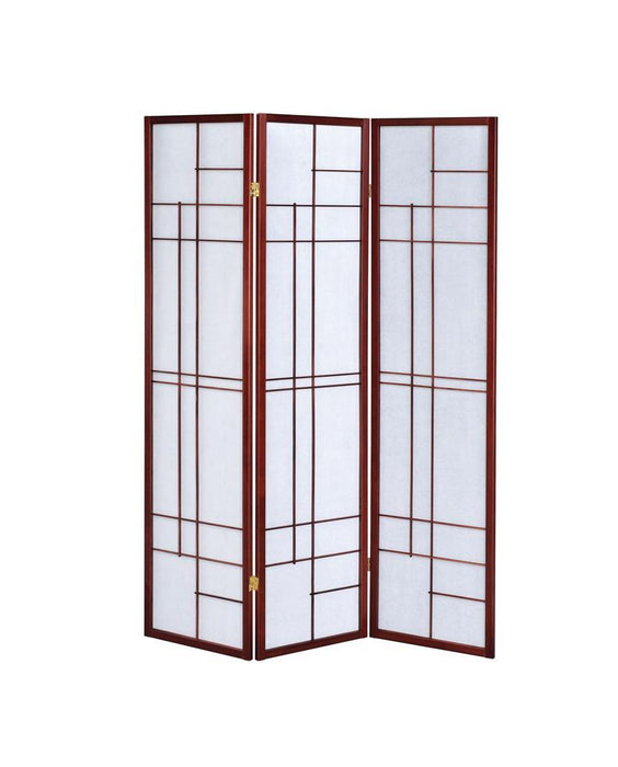 Katerina 3-panel Folding Floor Screen White and Cherry - Orbit Furniture (Richmond,BC)