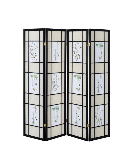 Catabella 4-panel Floral Print Folding Screen Multi-color - Orbit Furniture (Richmond,BC)