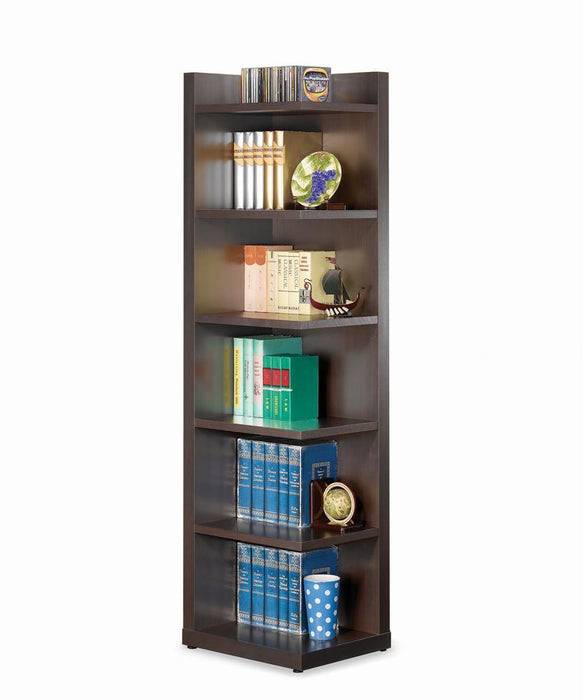 Pinckard 6-tier Corner Bookcase Cappuccino - Orbit Furniture (Richmond,BC)