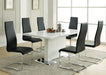 Anges T-shaped Pedestal Dining Table Glossy White - Orbit Furniture (Richmond,BC)