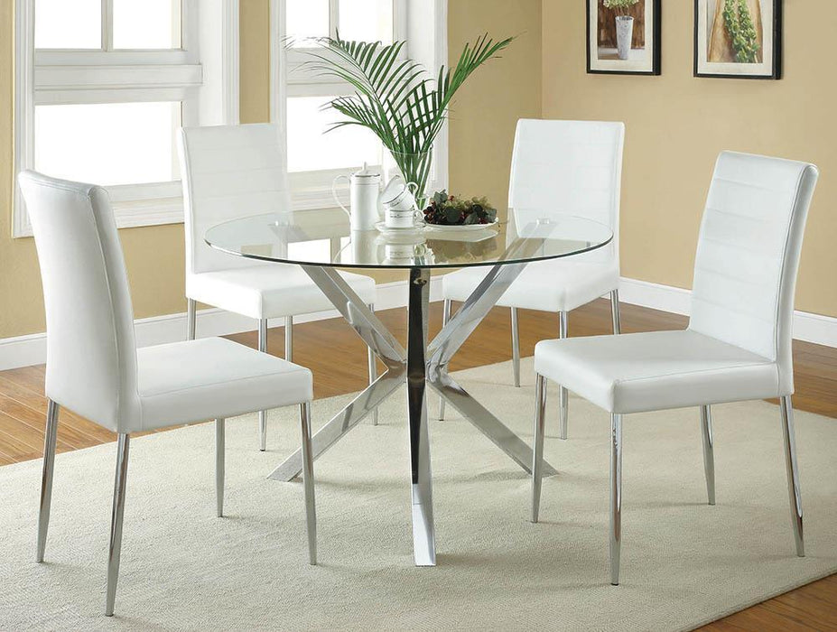 Vance Glass Top Dining Table with X-cross Base Chrome - Orbit Furniture (Richmond,BC)