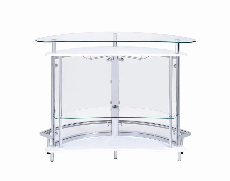 Amarillo 2-tier Bar Unit White and Chrome - Orbit Furniture (Richmond,BC)