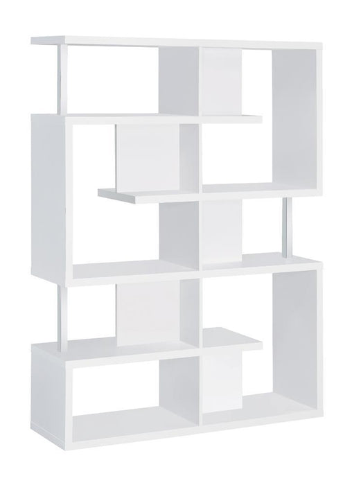 Hoover 5-tier Bookcase White and Chrome - Orbit Furniture (Richmond,BC)