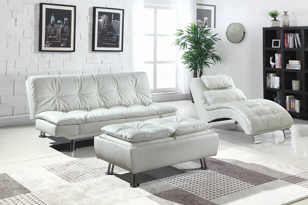 Dilleston Upholstered Chaise White - Orbit Furniture (Richmond,BC)