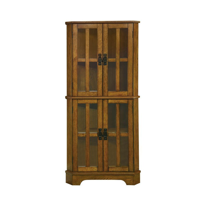 Coreosis 4-shelf Corner Curio Cabinet Golden Brown - Orbit Furniture (Richmond,BC)