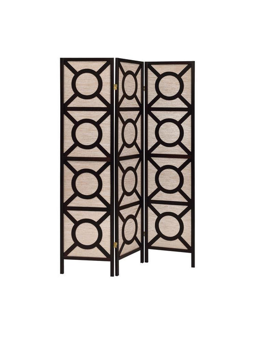 Vulcan 3-panel Geometric Folding Screen Tan and Cappuccino - Orbit Furniture (Richmond,BC)
