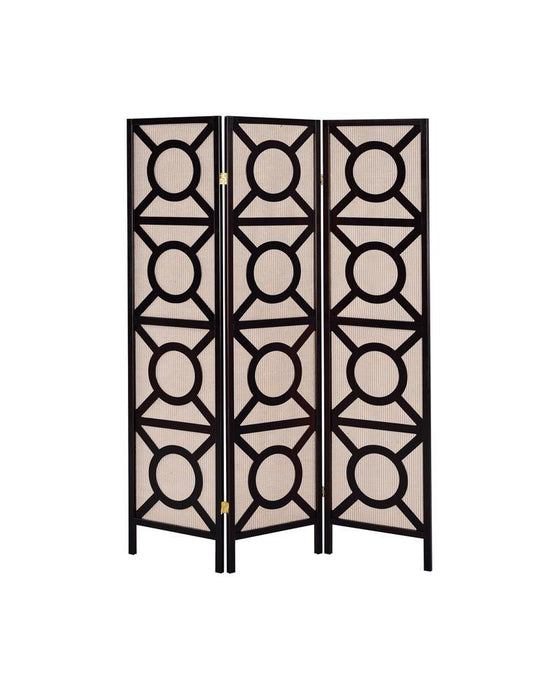 Vulcan 3-panel Geometric Folding Screen Tan and Cappuccino - Orbit Furniture (Richmond,BC)