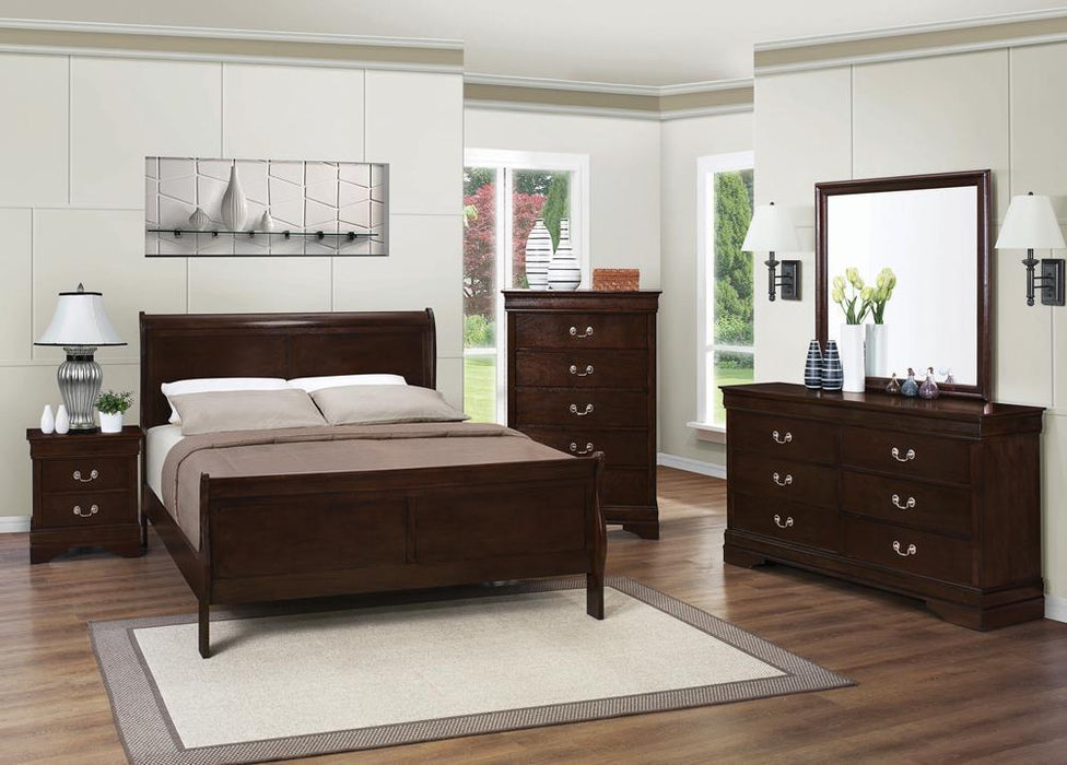 Louis Philippe Eastern King & Queen Panel Sleigh Bed Cappuccino - Orbit Furniture (Richmond,BC)