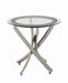 Brooke Glass Top End Table Chrome and Black - Orbit Furniture (Richmond,BC)