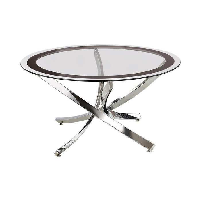 Brooke Glass Top Coffee Table Chrome and Black - Orbit Furniture (Richmond,BC)