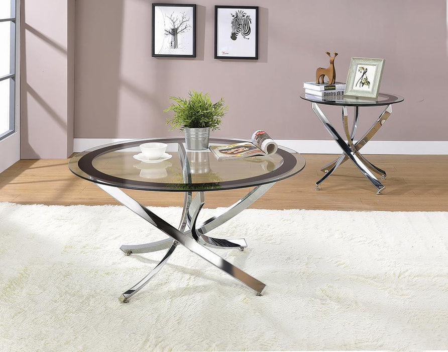 Brooke Glass Top Coffee Table Chrome and Black - Orbit Furniture (Richmond,BC)