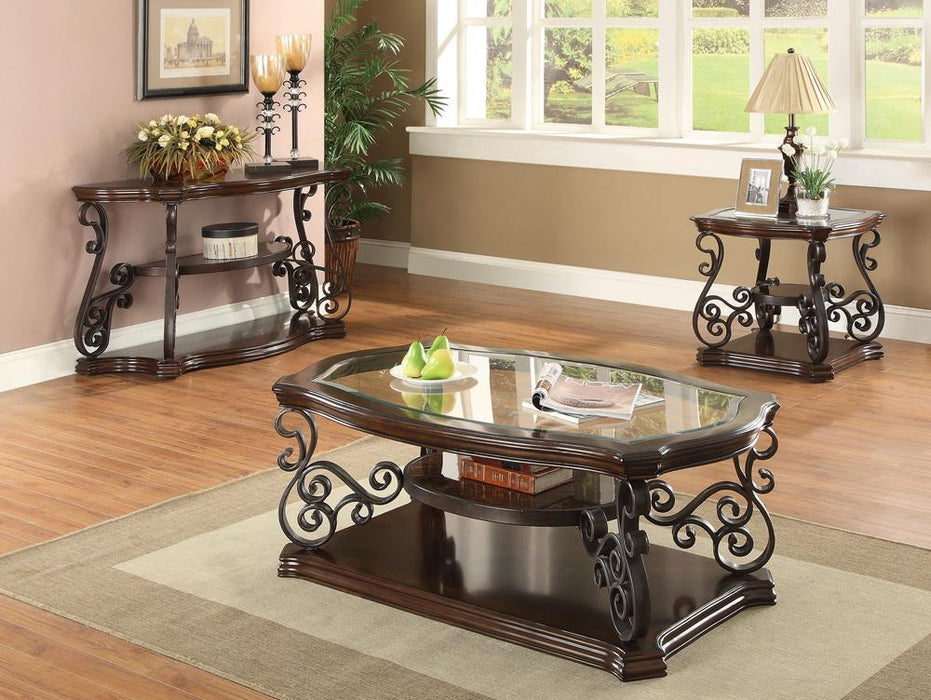 Laney End Table Deep Merlot and Clear - Orbit Furniture (Richmond,BC)