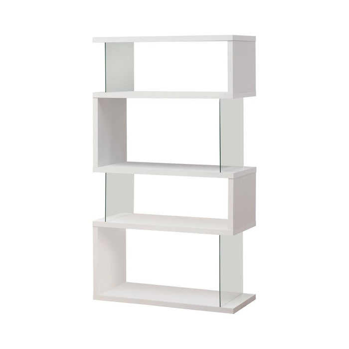 Emelle 4-tier Bookcase White and Clear - Orbit Furniture (Richmond,BC)