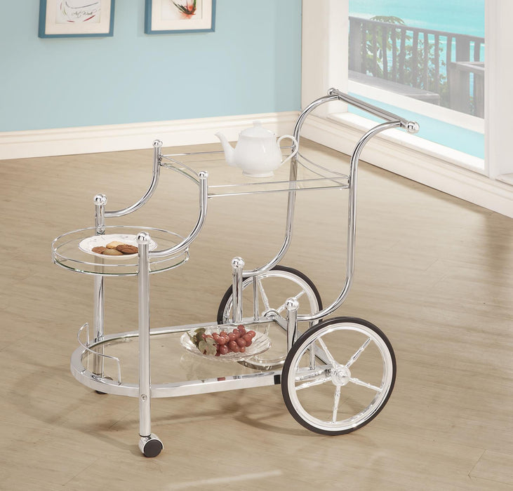 Sarandon 3-tier Serving Cart Chrome and Clear - Orbit Furniture (Richmond,BC)