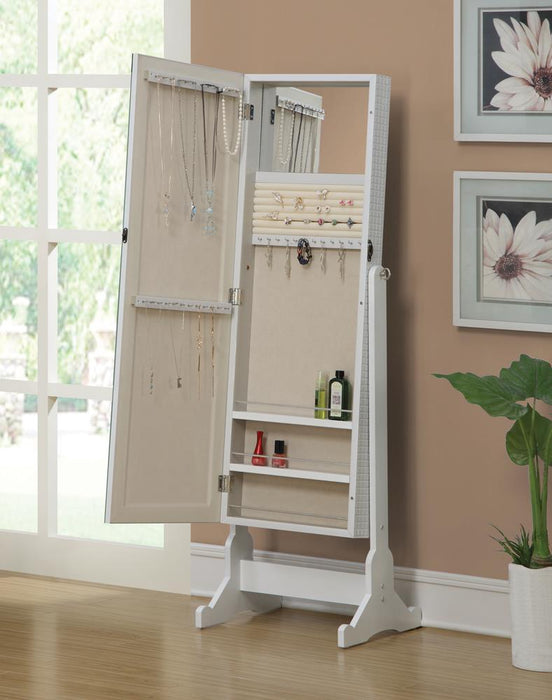 Zayas Storage Jewelry Cheval Mirror White - Orbit Furniture (Richmond,BC)