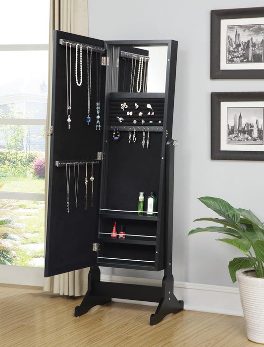 Cortez Storage Jewelry Cheval Mirror Black - Orbit Furniture (Richmond,BC)
