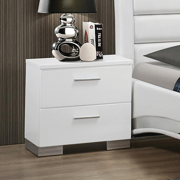 Felicity 2-drawer Nightstand Glossy White - Orbit Furniture (Richmond,BC)
