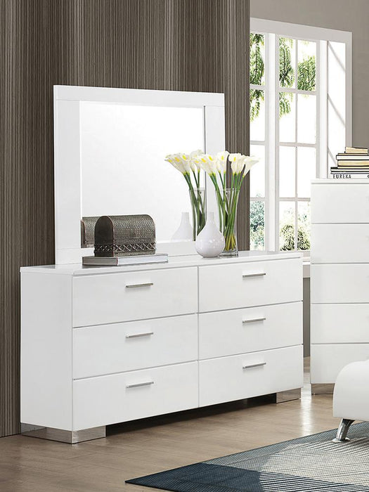 Felicity 6-drawer Dresser Glossy White - Orbit Furniture (Richmond,BC)