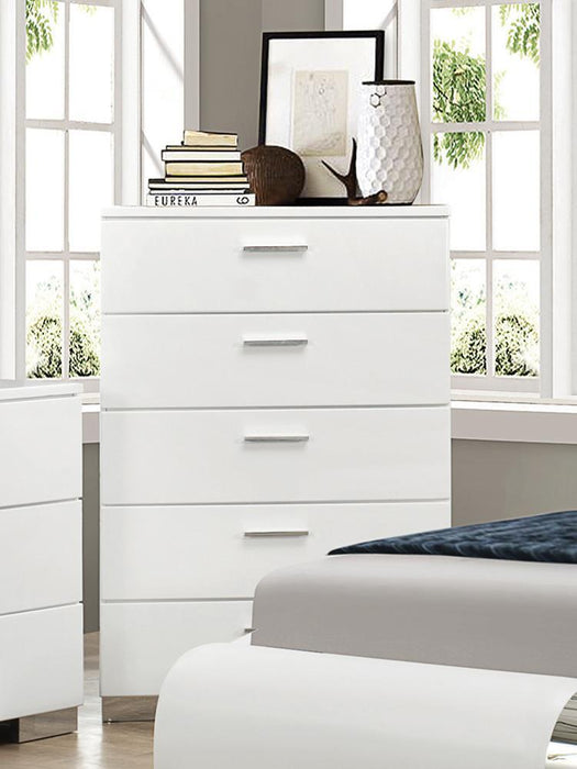 Felicity 5-drawer Chest Glossy White - Orbit Furniture (Richmond,BC)