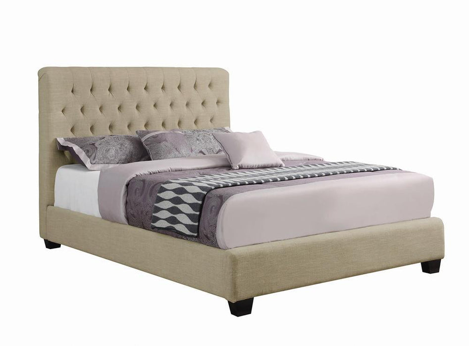 Chloe Tufted Upholstered California King Bed Oatmeal - Orbit Furniture (Richmond,BC)