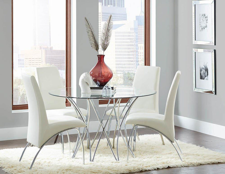 Bishop Upholstered Side Chairs White and Chrome (Set of 2) - Orbit Furniture (Richmond,BC)