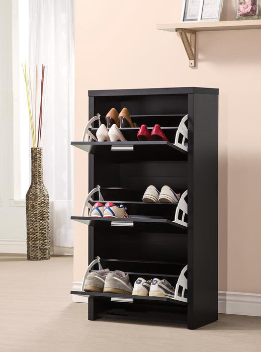 Vivian 3-drawer Shoe Cabinet Black - Orbit Furniture (Richmond,BC)
