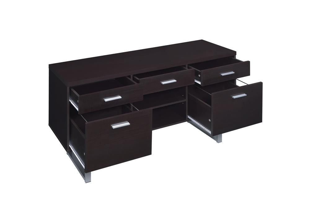 Lawtey 5-drawer Credenza with Adjustable Shelf Cappuccino - Orbit Furniture (Richmond,BC)
