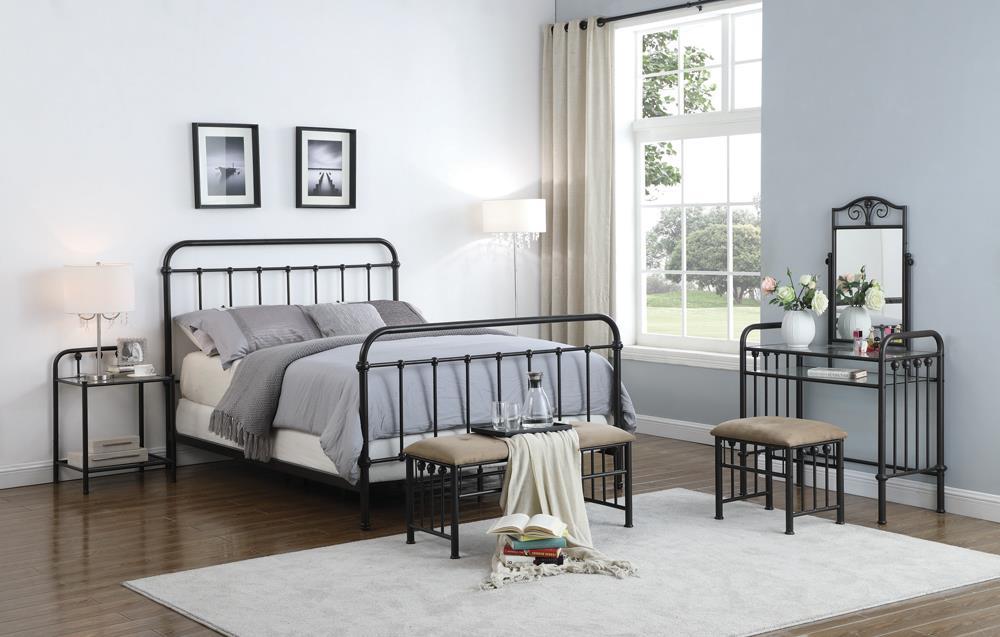 Livingston California King, E.King, & Queen Panel Metal Bed Dark Bronze - Orbit Furniture (Richmond,BC)