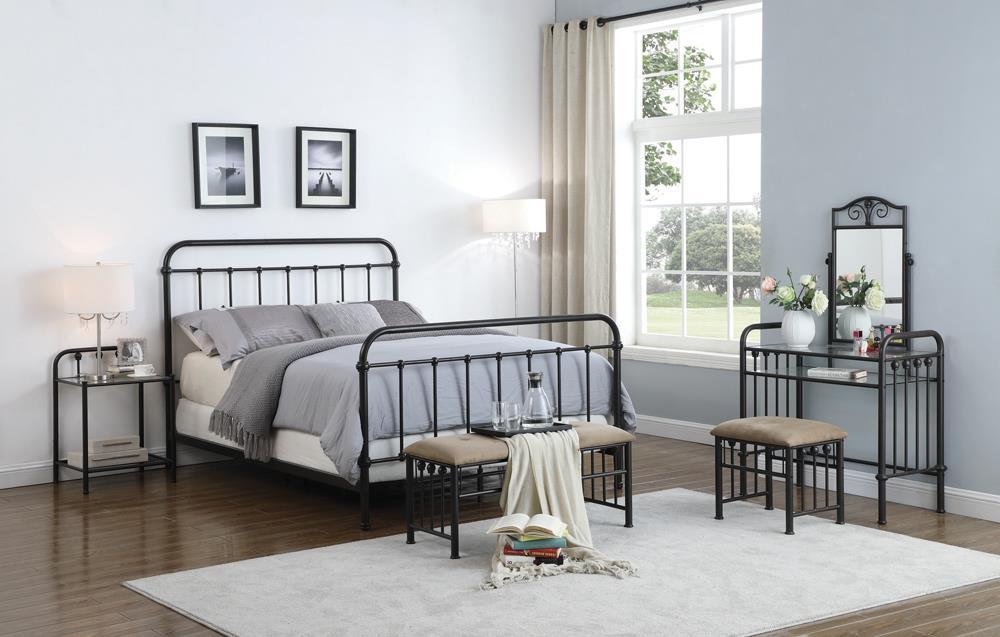 Livingston California King, E.King, & Queen Panel Metal Bed Dark Bronze - Orbit Furniture (Richmond,BC)
