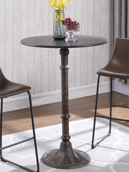 Oswego Round Bar Table Dark Russet and Antique Bronze - Orbit Furniture (Richmond,BC)