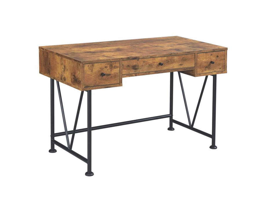Analiese 3-drawer Writing Desk Antique Nutmeg and Black - Orbit Furniture (Richmond,BC)