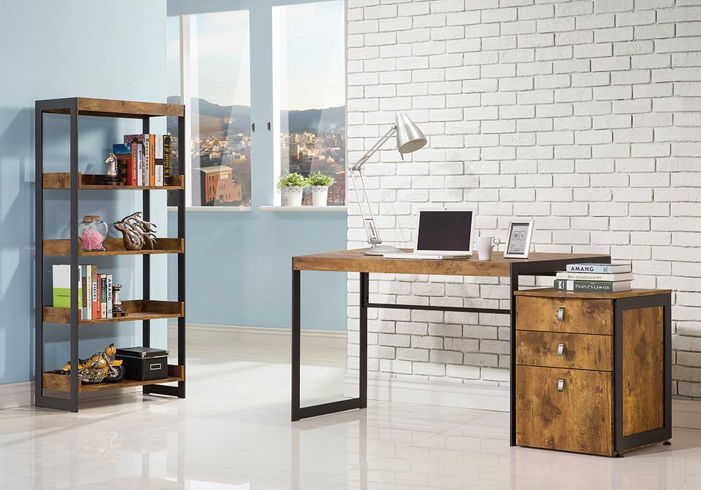 Estrella Writing Desk Antique Nutmeg and Gunmetal - Orbit Furniture (Richmond,BC)