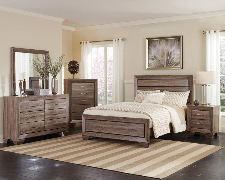 Kauffman California King, E.king, & Queen Panel Bed Washed Taupe - Orbit Furniture (Richmond,BC)