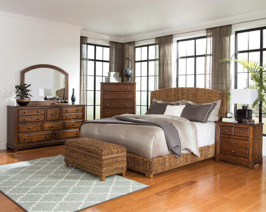 Laughton Hand-Woven Banana Leaf California King, E.King, & Queen Bed Amber - Orbit Furniture (Richmond,BC)
