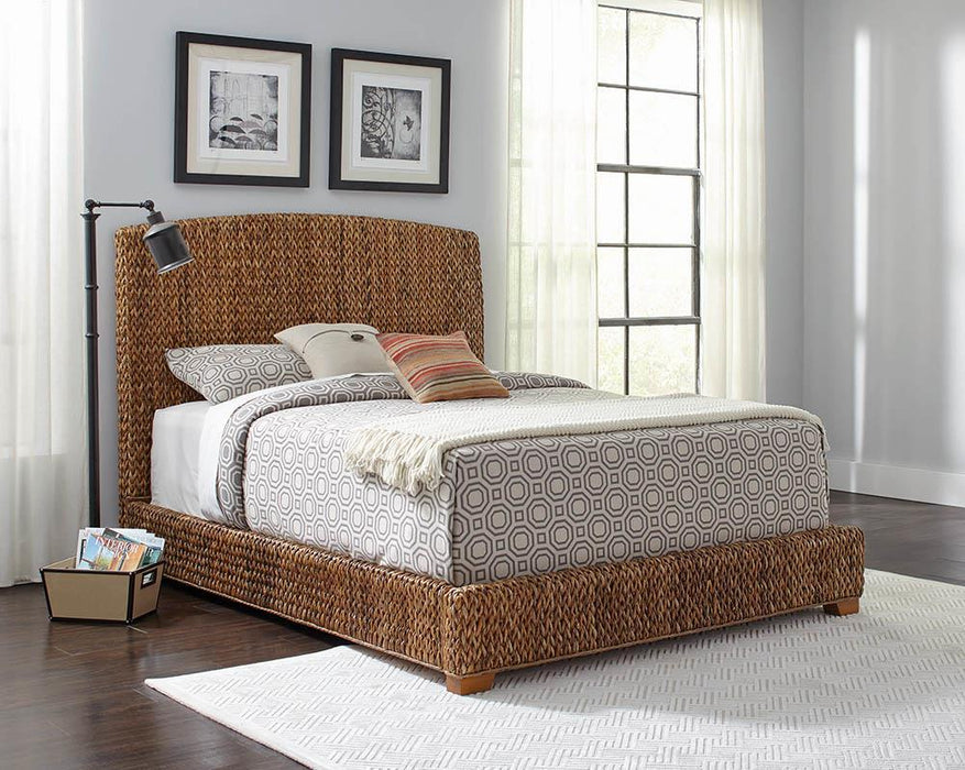 Laughton Hand-Woven Banana Leaf California King, E.King, & Queen Bed Amber - Orbit Furniture (Richmond,BC)