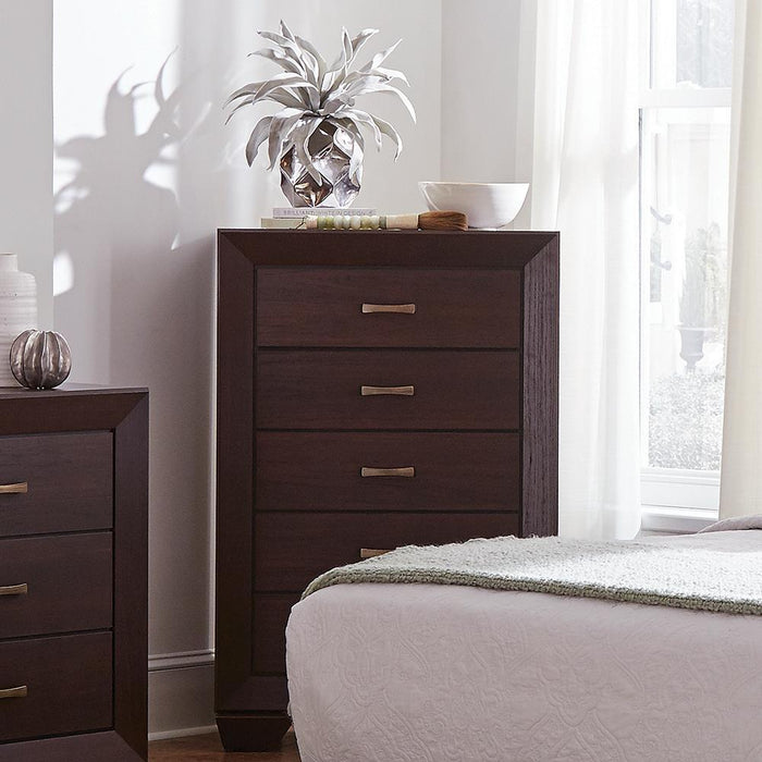 Kauffman 5-drawer Chest Dark Cocoa - Orbit Furniture (Richmond,BC)
