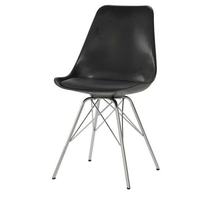 Juniper Armless Dining Chairs Black and Chrome (Set of 2) - Orbit Furniture (Richmond,BC)