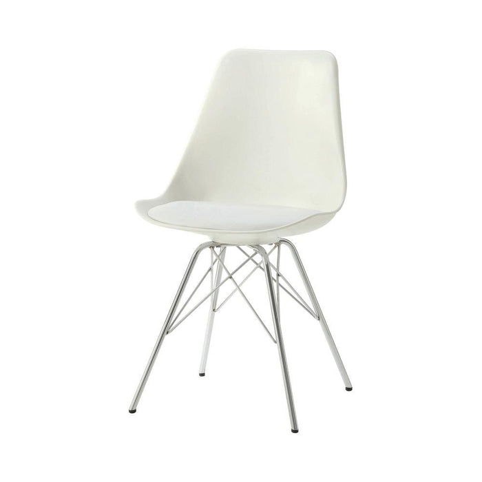 Juniper Armless Dining Chairs White and Chrome (Set of 2) - Orbit Furniture (Richmond,BC)