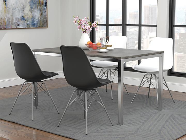 Juniper Armless Dining Chairs White and Chrome (Set of 2) - Orbit Furniture (Richmond,BC)