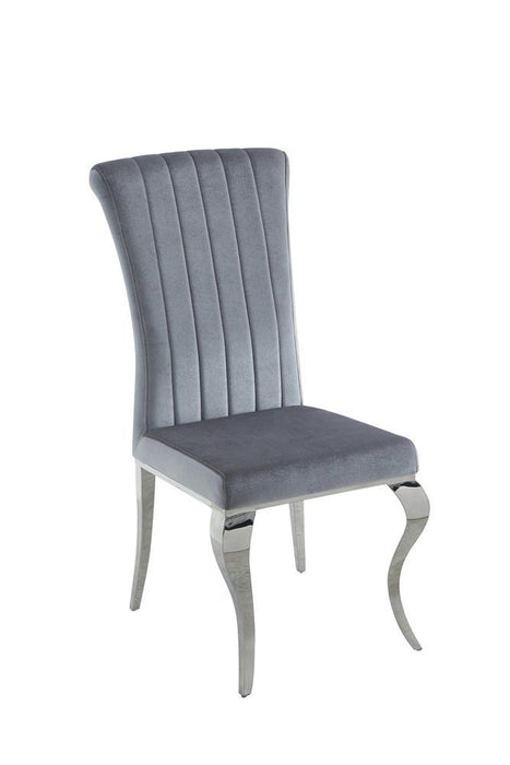 Betty Upholstered Side Chairs Grey and Chrome (Set of 4) - Orbit Furniture (Richmond,BC)