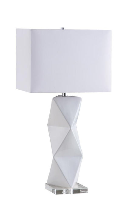 Camie Geometric Ceramic Base Table Lamp White - Orbit Furniture (Richmond,BC)
