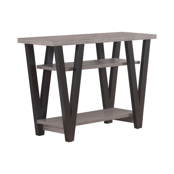 Stevens V-shaped Sofa Table Black and Antique Grey - Orbit Furniture (Richmond,BC)