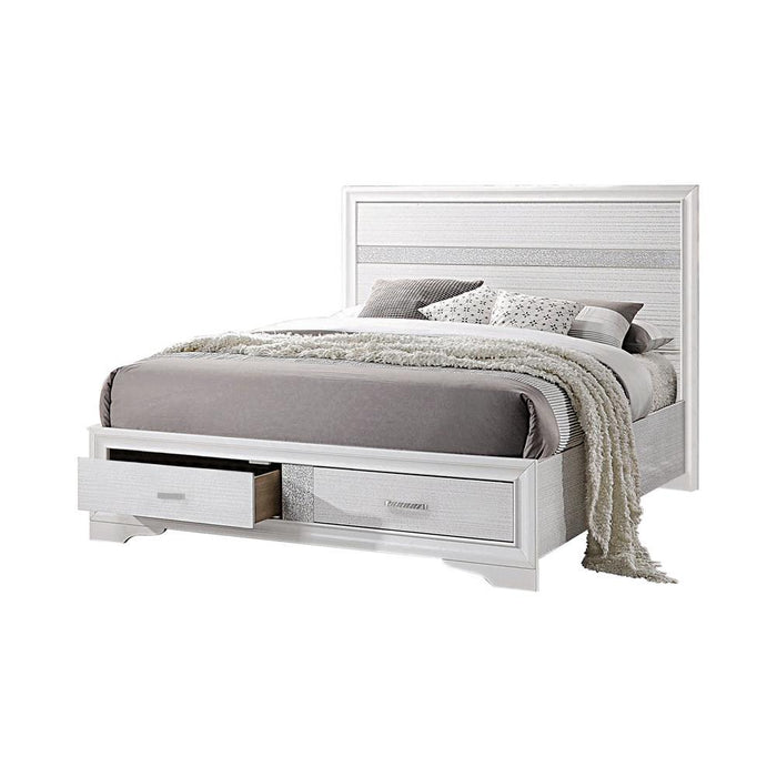 Miranda California King. E.King, & Queen 2-drawer Storage Bed Black & White - Orbit Furniture (Richmond,BC)